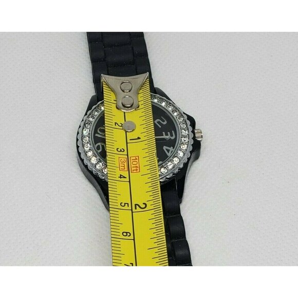 Geneva Silicone Band Stainless Steel Back Water Resistant Faux Diamond Watch - Picture 2 of 12